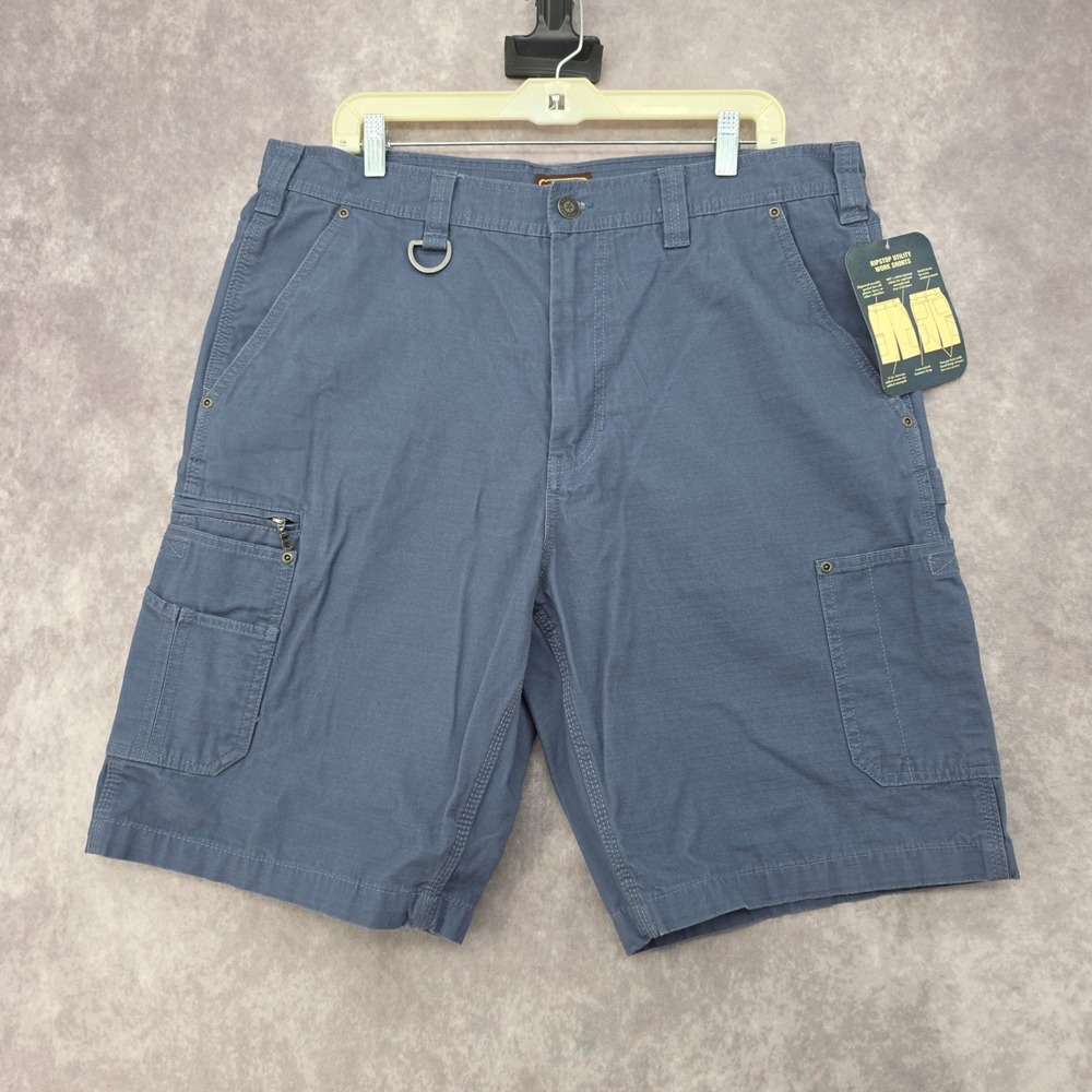 CE Schmidt Mens 36W Blue Cotton Ripstop Utility Work Shorts Hiking NWT Fits 38W